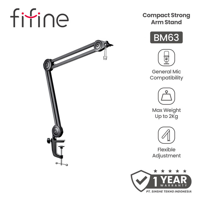 Fifine BM63 Mic Boom Arm Stand with Build-in Springs