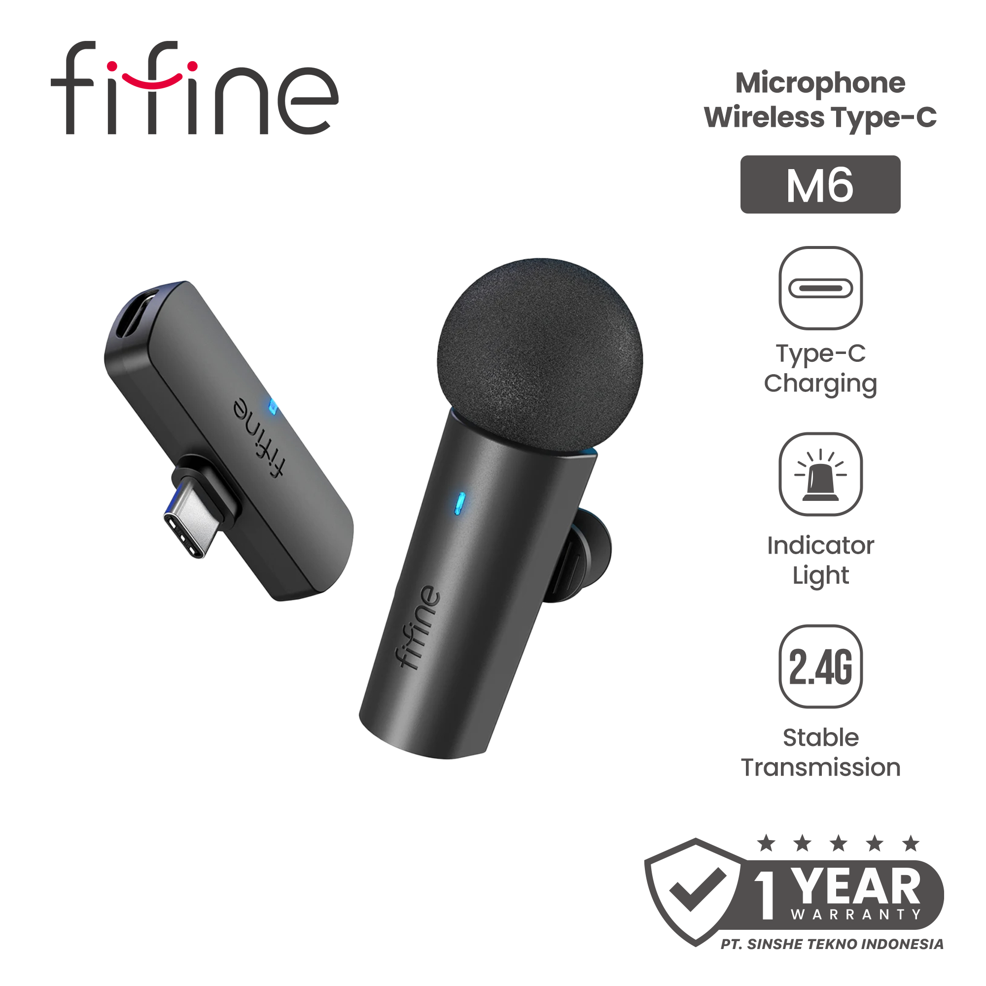 Fifine M6 Mic Wireless Lavalier Phone Single & Dual Microphone