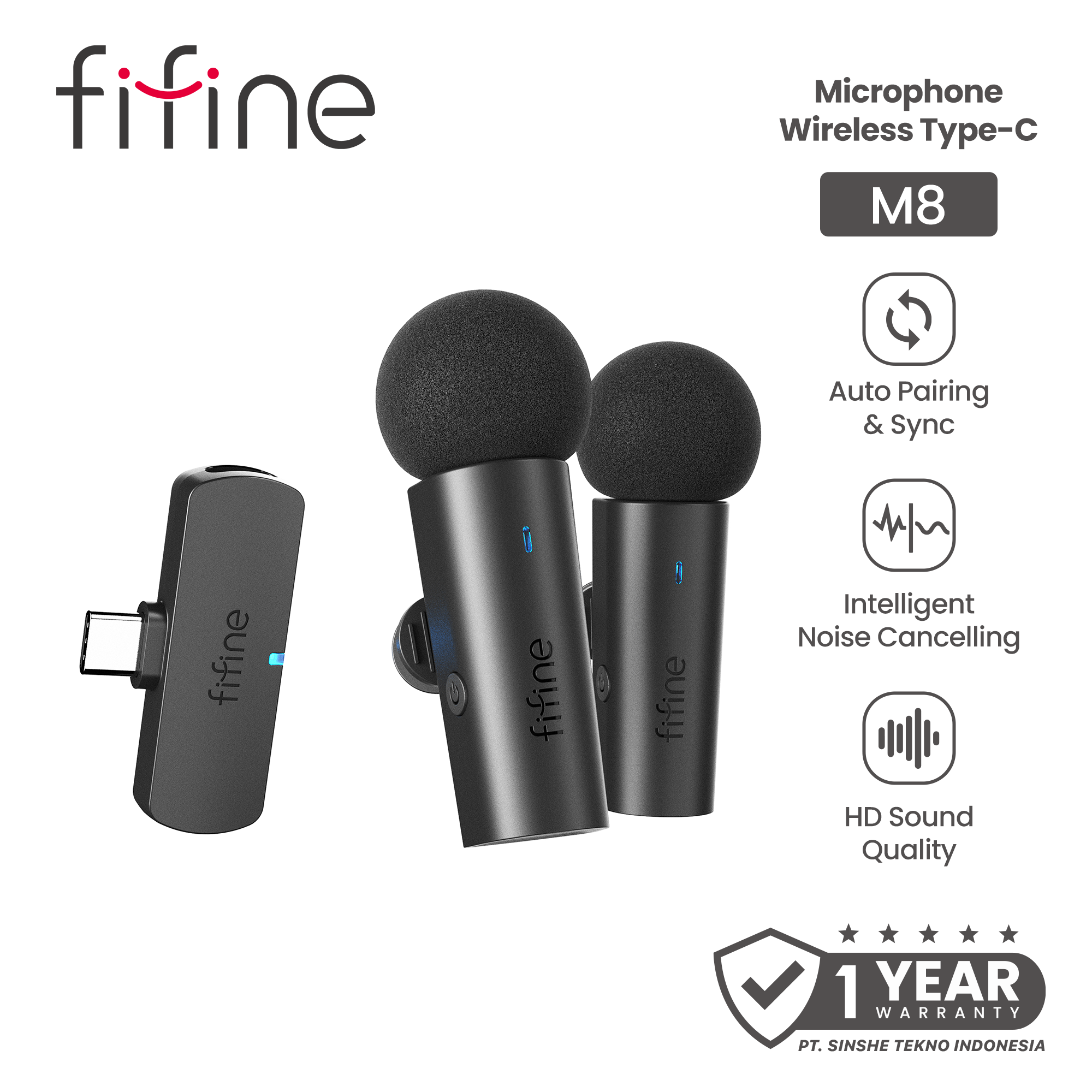 Fifine M8 Mic Wireless Lavalier Phone Single & Dual Microphone