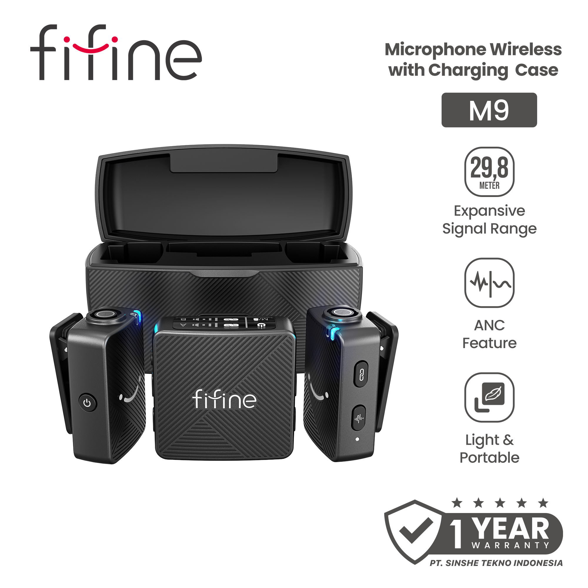 Fifine M9 Dual Wireless Lavalier Phone Microphone